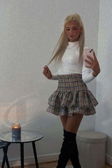 ruffle mini skirt checked styledup fashion