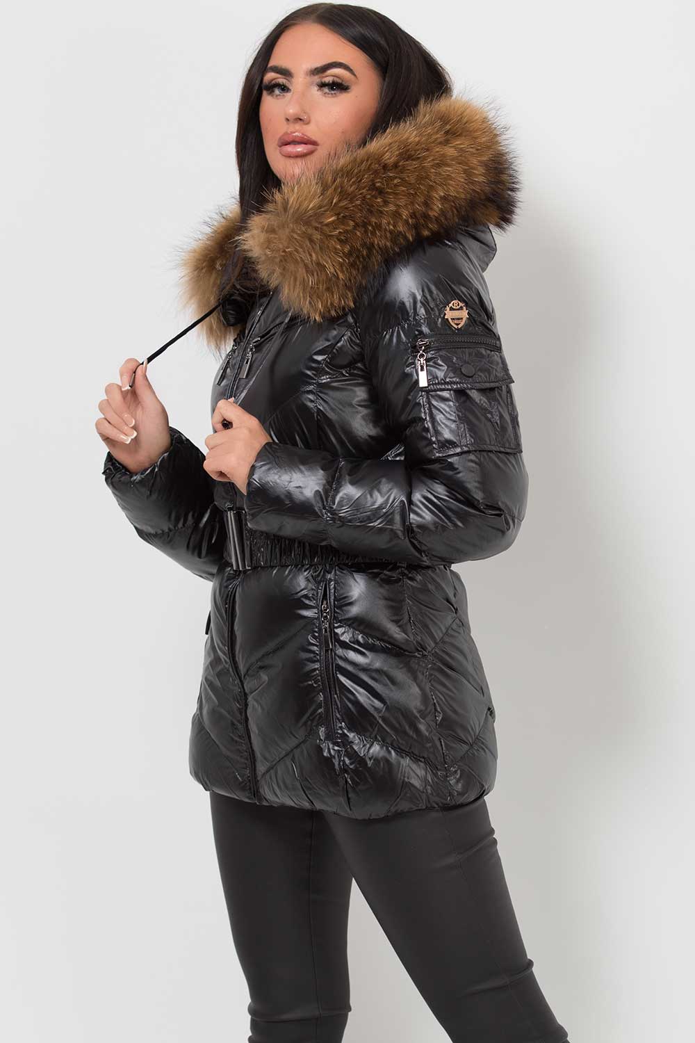 real fur hooded puffer jacket
