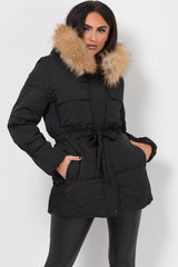 womens real fur hood coat