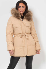 womens real fur hooded coat uk