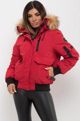 womens bomber jacket with fur hood zavatti canada goose inspired