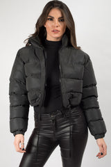 reflective cropped puffer padded jacket black 