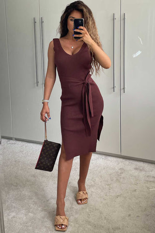 tie waist rib knit midi dress Mamalicious - Maternity Midi dress - Women - Viscose/Nylon - XS