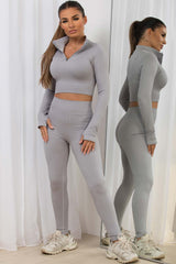 half zip ribbed lounge set