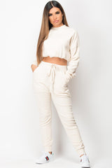 ribbed top and joggers loungewear set 