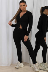 loung wear set with zip up front