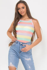 multicolour pastel stripe bodysuit