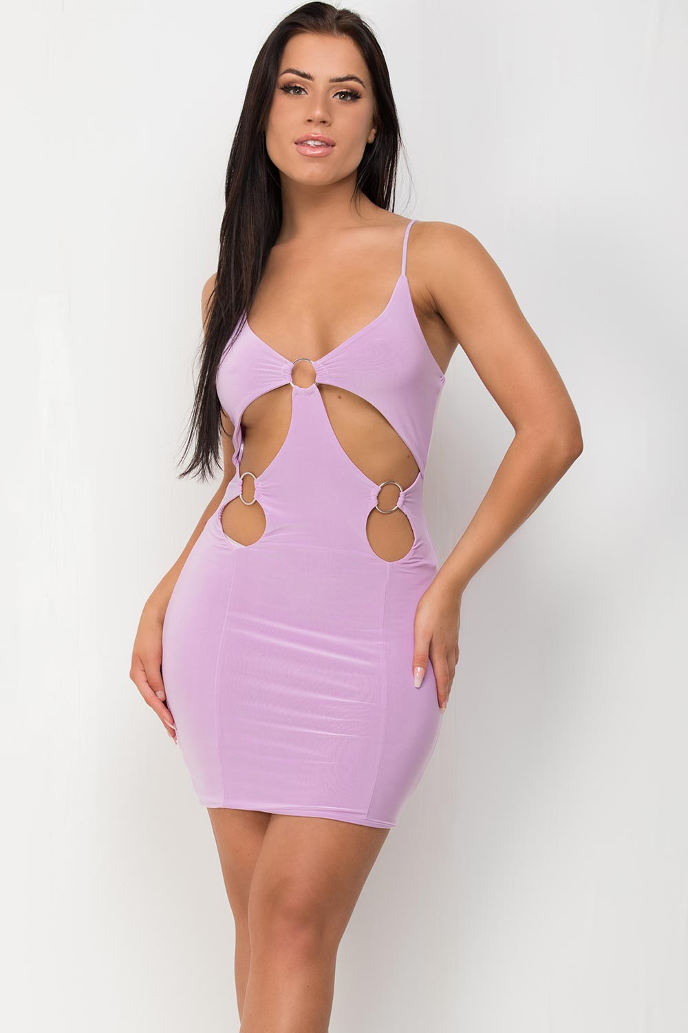 cut out ring detail short bodycon dress