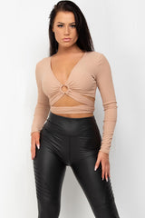 long sleeve cut out ring detail crop top