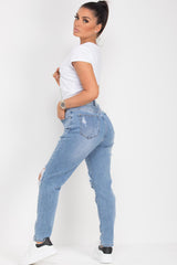 high waisted ripped mom jeans 