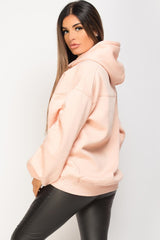 hoodie with ruched arm pink