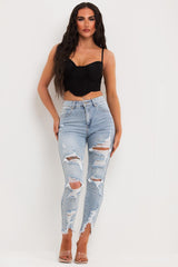 cupped crop top black uk