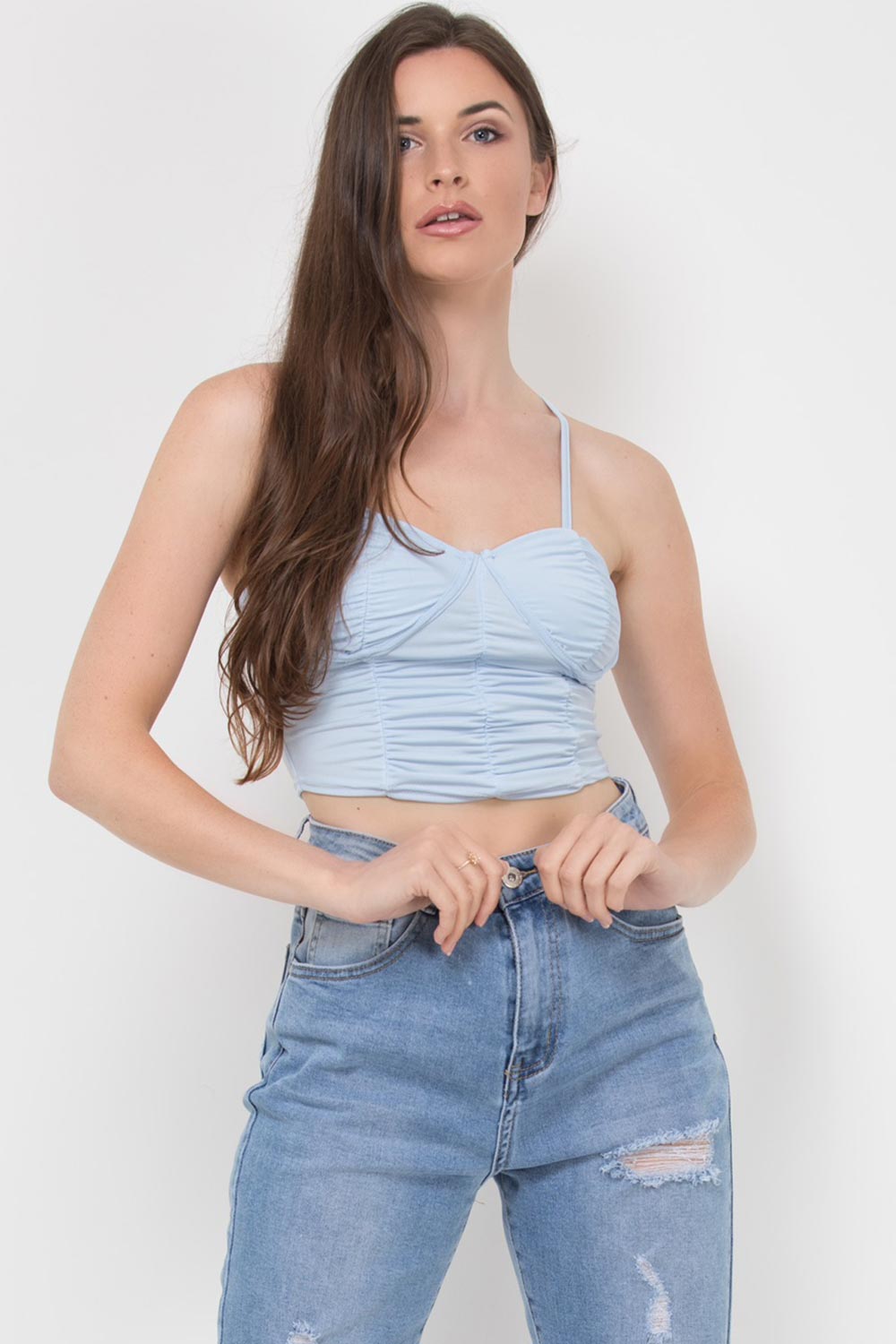 ruched cupped crop top