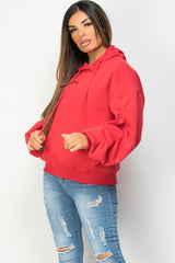 oversized balloon sleeve hoodie red womens 