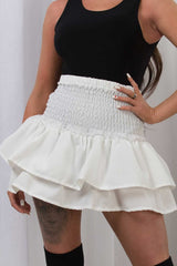  ruffle mini skirt white