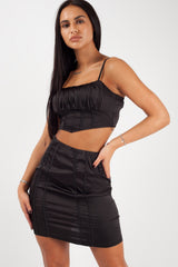 black mini skirt crop top set styledup fashion 