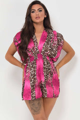 pink leopard print playsuit