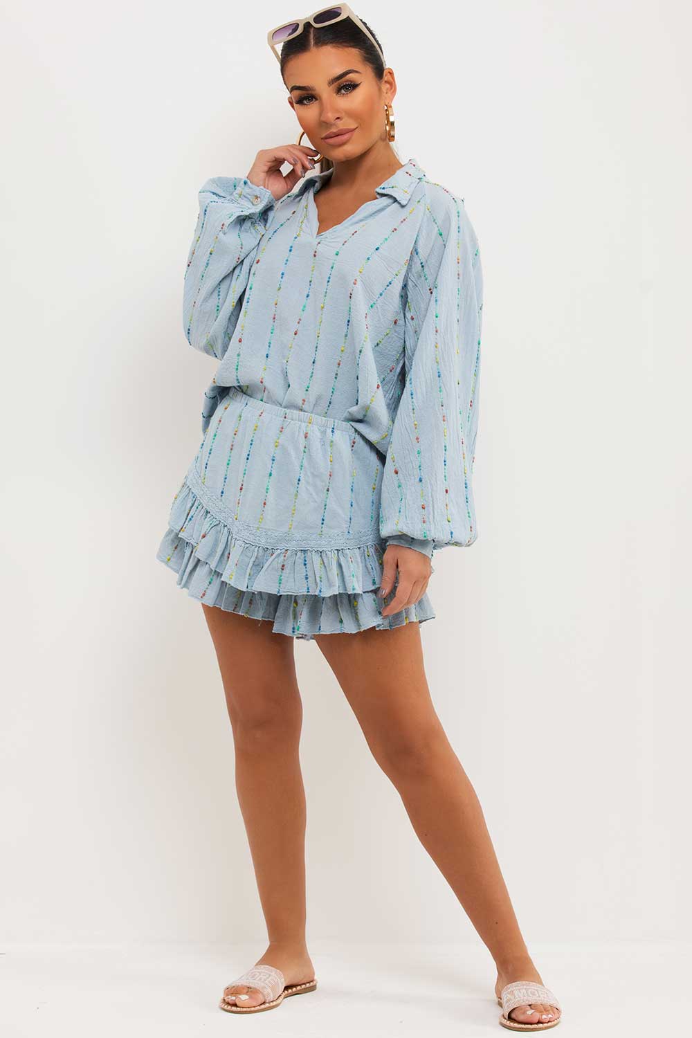 womens oversized shirt and shorts co ord