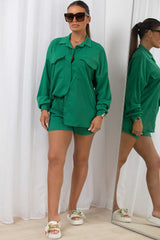 cheesecloth shirt shorts set green