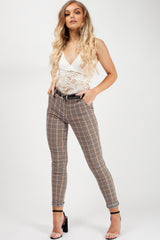 womens check tapered trousers styledup fashion 