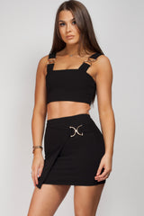 black crop top and skirt co ord set 