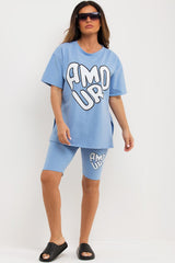 amour print cycling shorts and t shirt co ord set