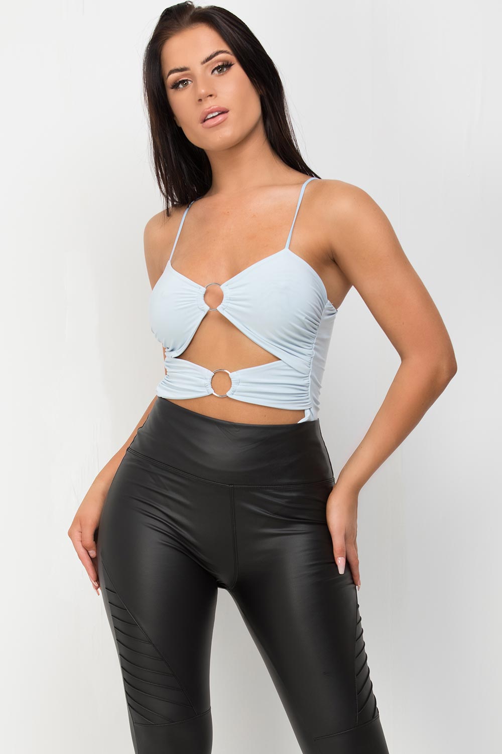 slinky cut out ring detail bodysuit