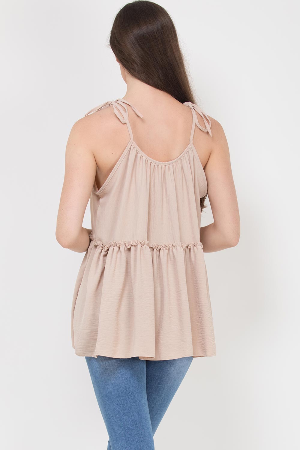 strappy tiered smock top stone