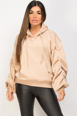 ruched sleeve oversized hoodie 