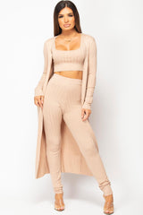 ribbed knitted three piece set 