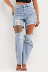 womens straight leg ripped jeans