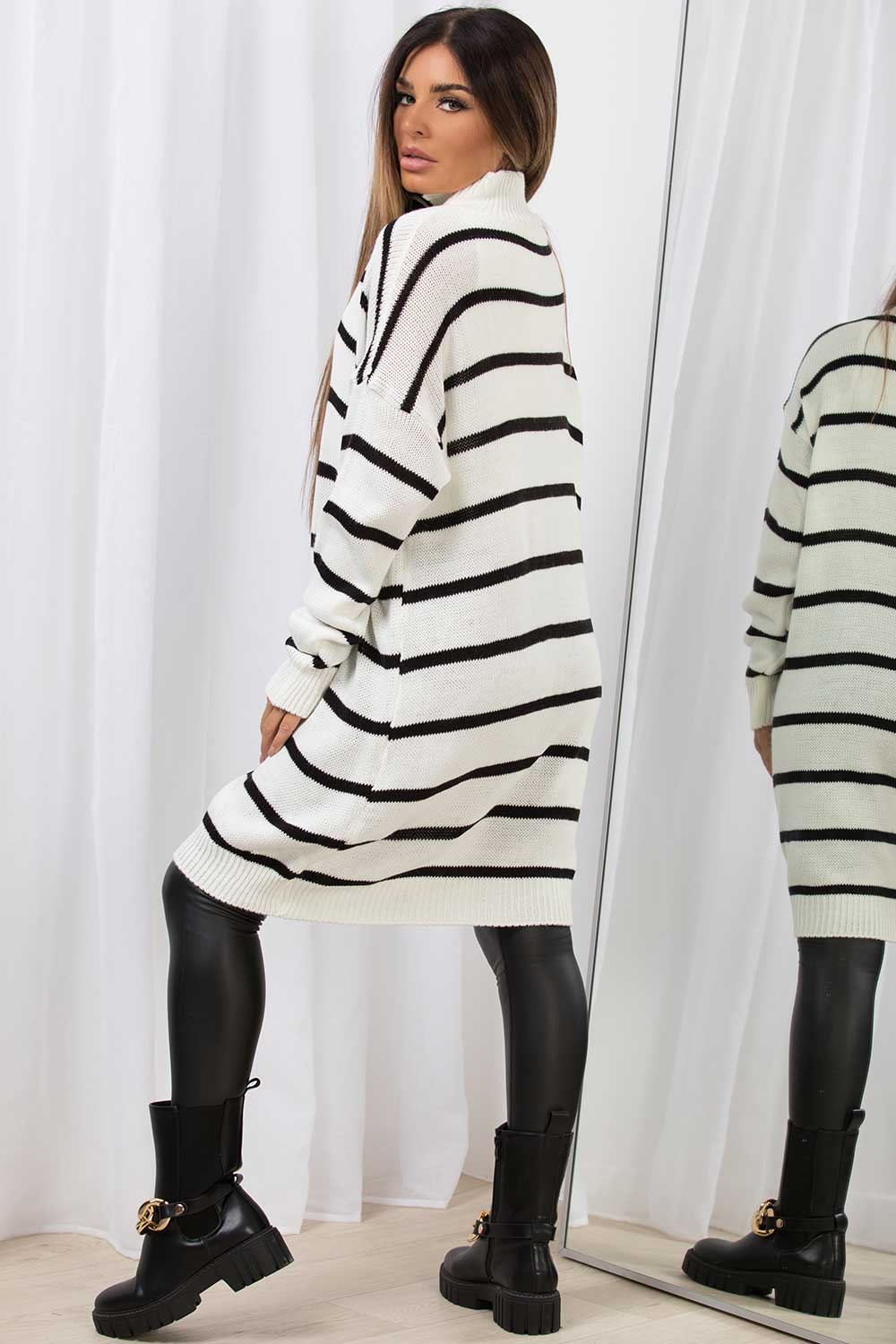 oversized jumper dress with stripes