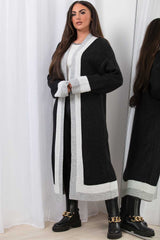 womens long maxi cardigan with grey stripe