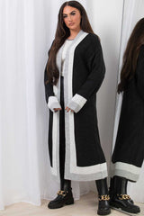 black grey stripe long maxi cardigan