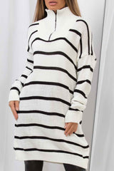 stripe oversized jumper dress cream