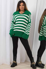 striped knitted oversized jumper womens