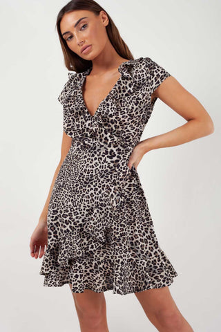 Leopard Print Wrap Dress UK Size 8 18 Styledup