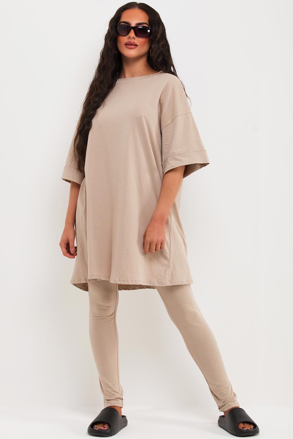 Premium Modal Fabric Oversized Dolman Sleeve T-Shirt & Leggings Co-Ord Set