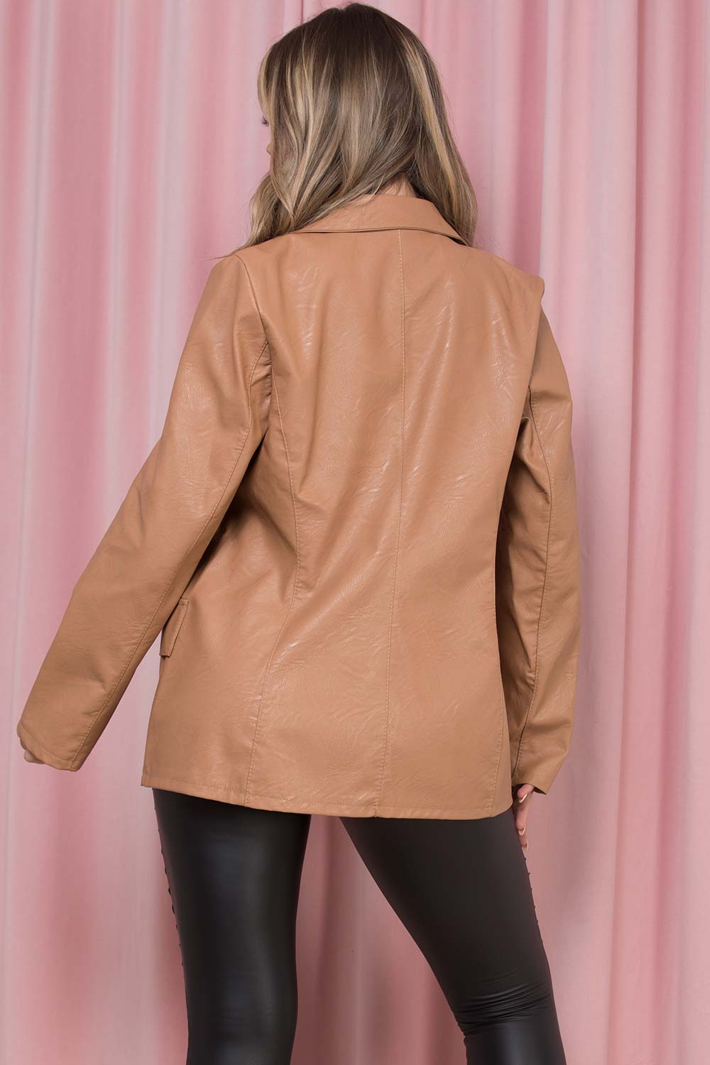 pu leather blazer jacket womens