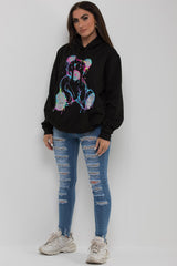 womens oversized hoodie with teddy bear print