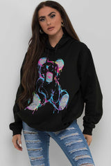 teddy hoodie black womens