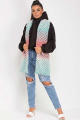 sleeveless chunky knit shacket multi colour 