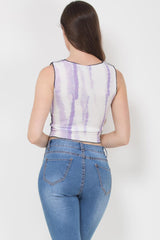 tie dye ribbed contrast stitch crop top