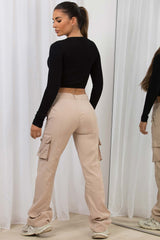 wide leg cargo trousers