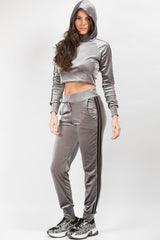 velour hoodie and joggers co ord set grey 