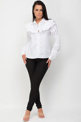 white frill shoulder blouse womens