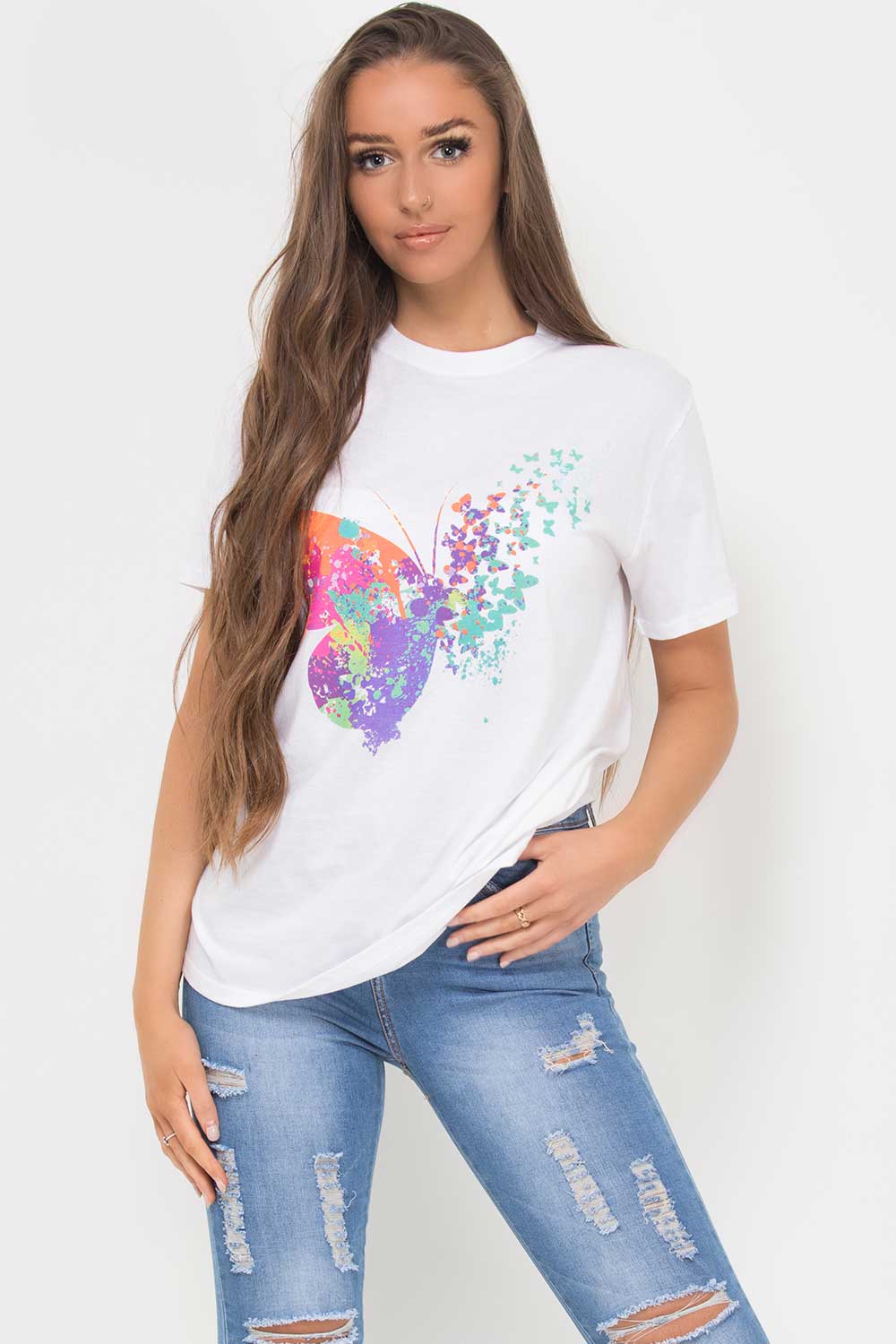 womens butterfly print t shirt