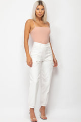 womens white cargo trousers 