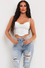 white crop top with corset detail