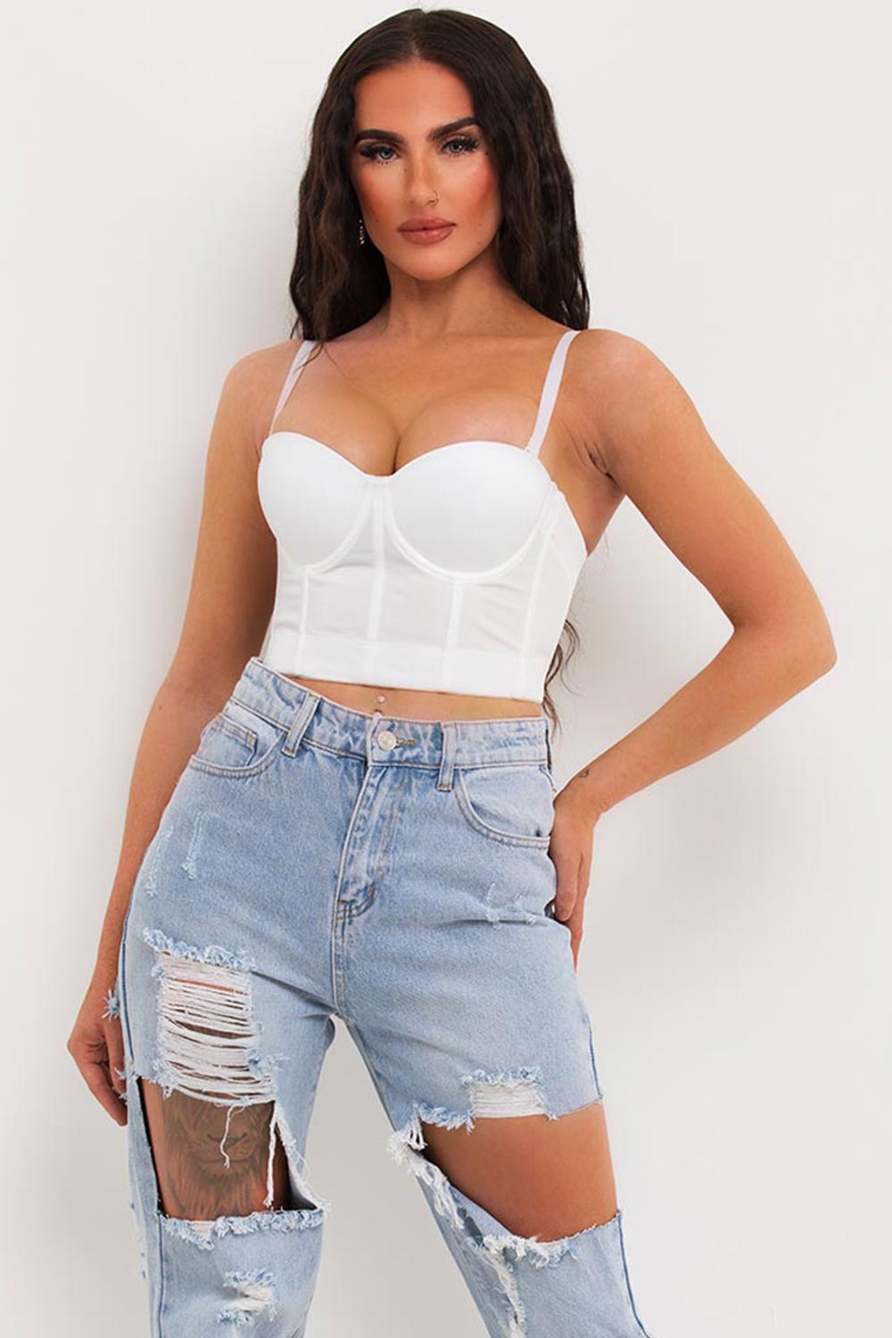 White Structured Corset Top, Tops
